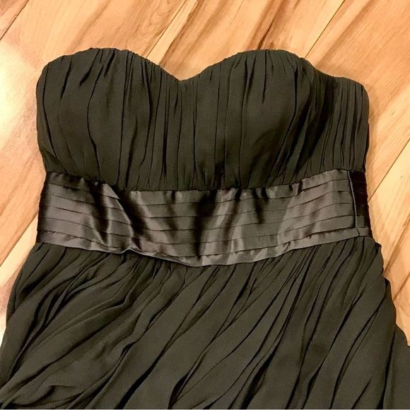 VIVIANNE TAM DRESS SILK GREY GRAY LAYERS FLOWY BABYDOLL SWEETHEART STRAPLESS - Picture 3 of 15